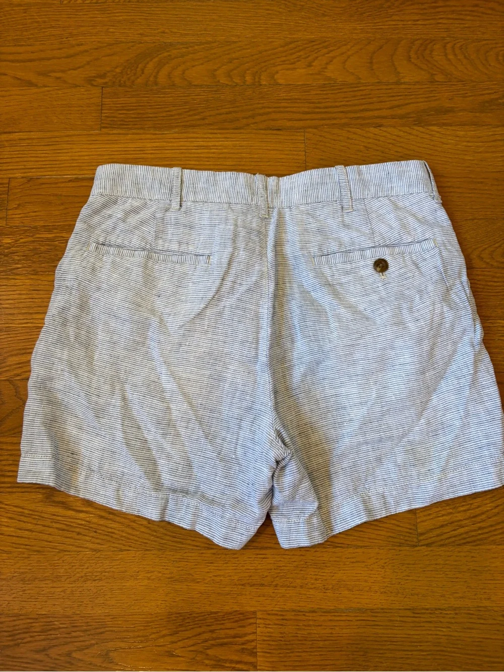 J. Crew Men’s Blue and White Striped 100% Linen Shorts